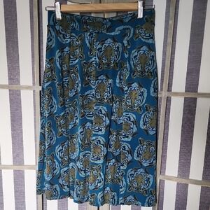 Blue Pleated A-line Midi Skirt for Resort Wear